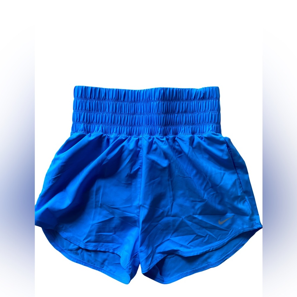 Nike Womens Blue 3" High Waist Brief Lined Athletic Shorts DX6642-412